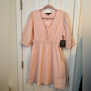 Boston Proper NWT Pink Puff Sleeve Midi Sundress - Sz S